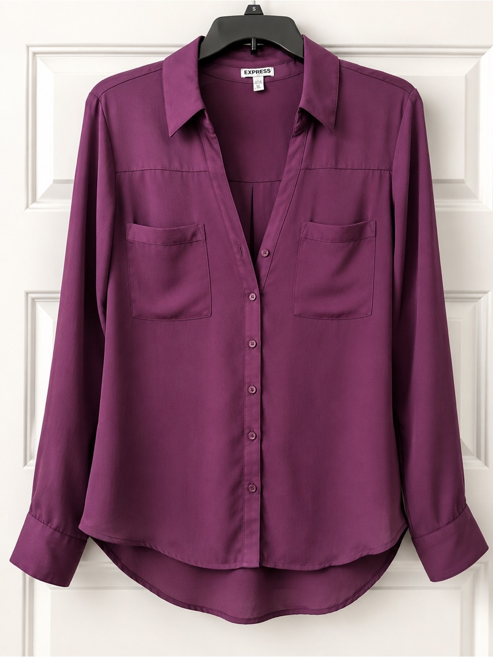 Express Deep Plum Button-Down Shirt